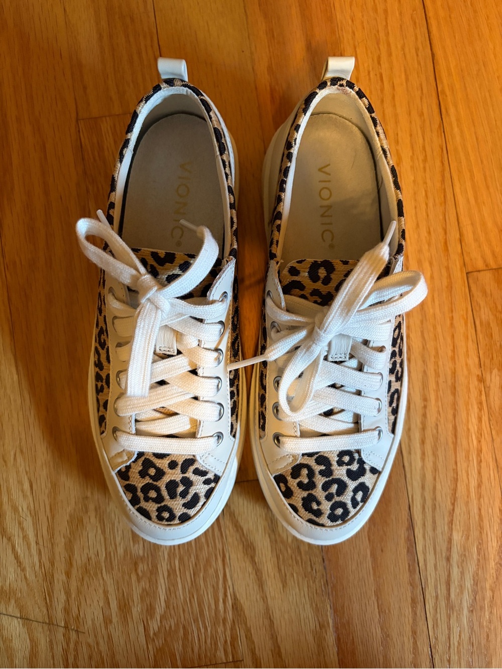 Vionic Leopard Print Lace-Up Sneakers